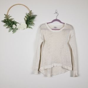 Madewell cream sweater open knit crew neck sz M